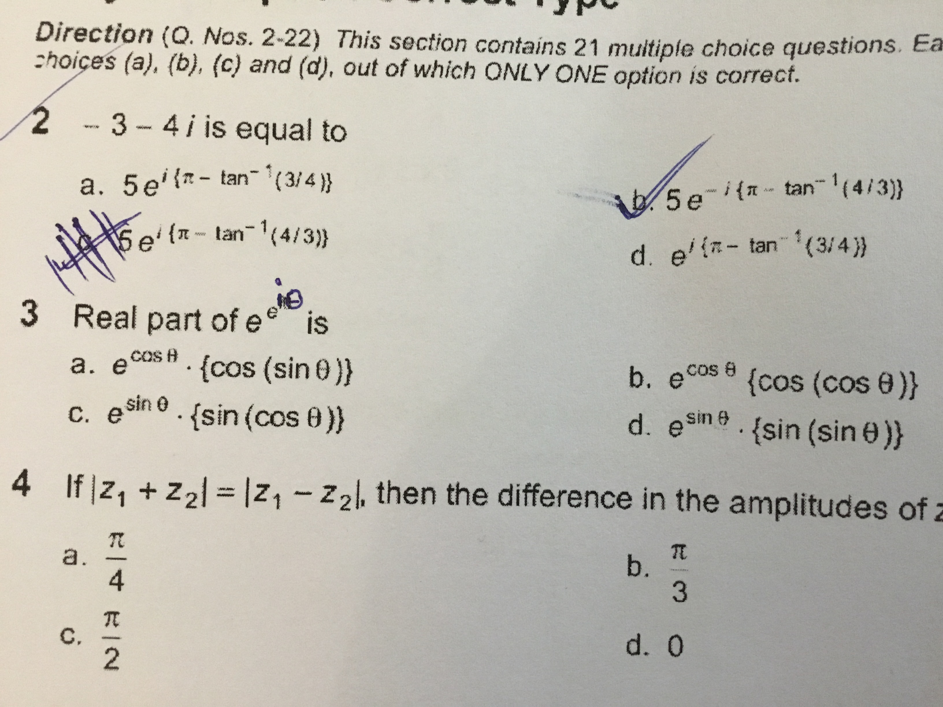 Question image for Please tell me the answer of question number 3 (i